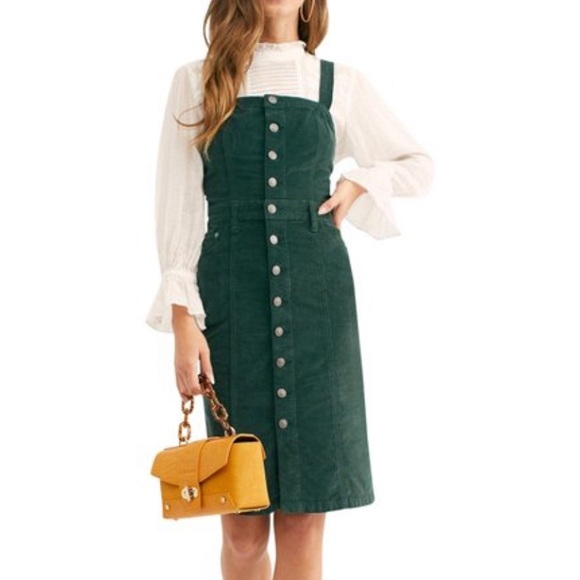 Free People Dresses & Skirts - Button front green cord jumper Free people size 0